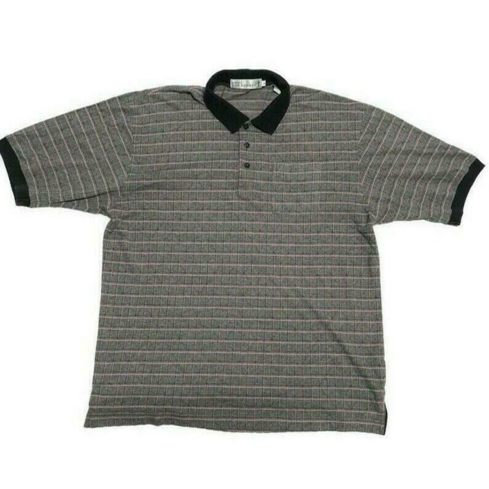 Pro Celebrity Men's Size XL Pink and black plaid golf polo